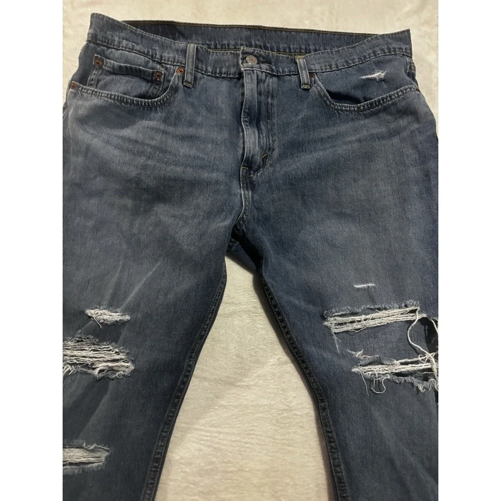 Levis 502 Jeans Mens 36x29 (actual 36x27) Stretch Med‎ Wash All Seasons Distress